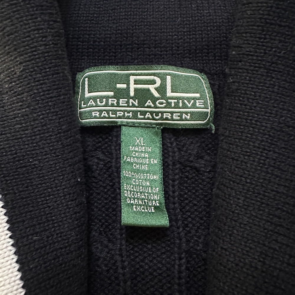 Ralph Lauren Active Cable Knit Shawl Collar Crest Cardigan XL Preppy Academia - Picture 3 of 12